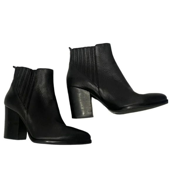 Marc Fisher Boots ALVA 7.5 black leather ankle heeled pointed toe - Picture 7 of 12